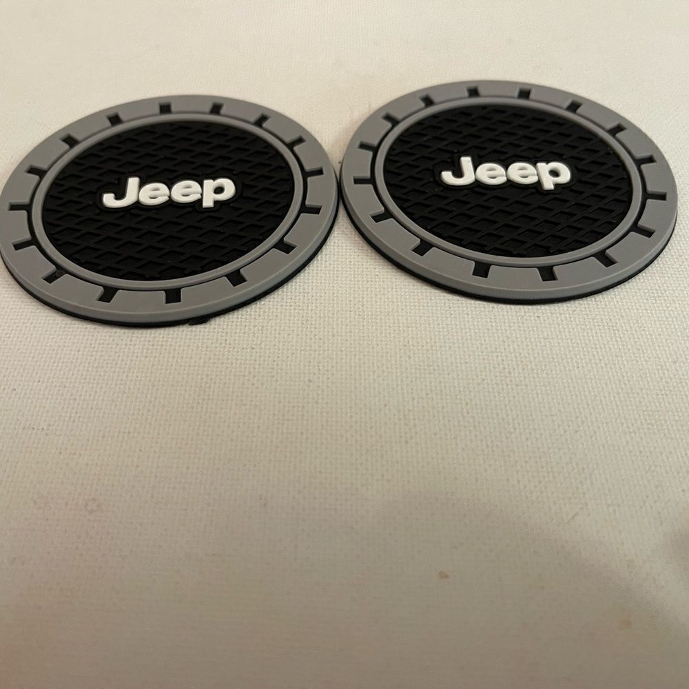 Jeep cup Coasters in black and gray Set of 2 NWT - Picture 5 of 7